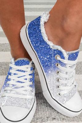 Blue Ombre Glitter Flats Canvas Shoes BH023398-P305