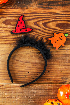 Halloween Witch Hat Plush Decor Hairband BH042817-P14