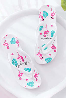 Pink Flamingo Monstera Flip Flops Shoes BH02897-1