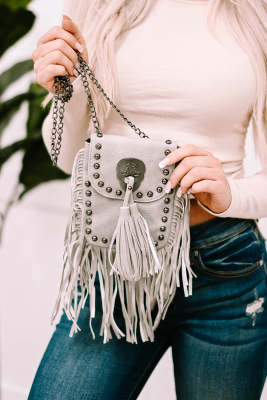 Vintage Tassel Rivet Single Shoulder Bag BH03832-11