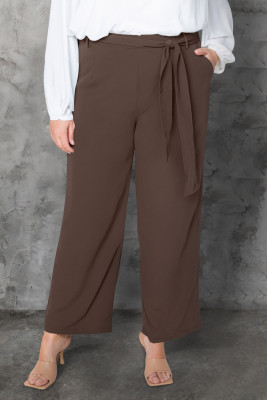 Pocket Knot Shift Basic Plus Size Pants PL771039-1017