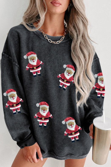 Christmas Santa Claus Round Neck Shift Casual sweatshirt LC25316656-2