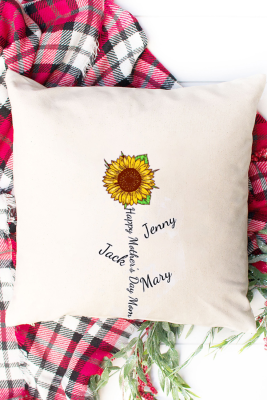 Custom Personalized Mother's Day Sunflower Letter One-sided Printing Linen Throw Pillow Covers BH05357-15-T10