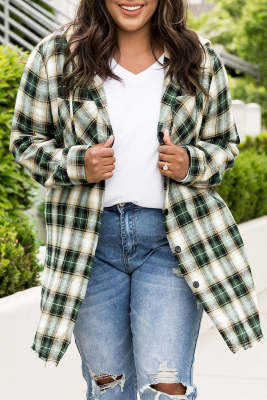 What a Shame Oversized Hooded Button Up Plaid_yythk PL255006-9