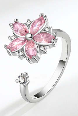 Cherry Blossom Pink Zircon Flower Ring BH011280-10