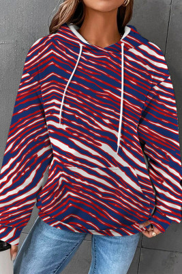 Tiger Stripe Graphic Pocket Drawstring Casual Hoodie LC25316202-P503