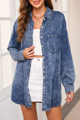 Vintage Washed Chest Pocket Denim Shirt LC7821096-104