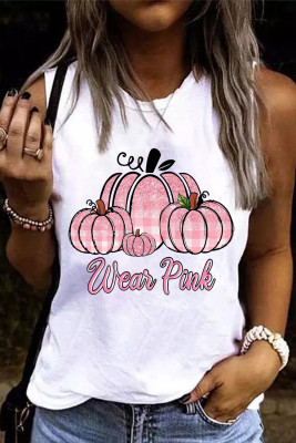 WEAR PINK Pumpkin Round Neck Casual Tank Tops LC25611118-1