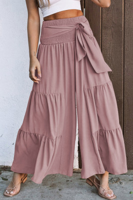 Solid Shirred Knot Sheath Boho Casual Pants LC7711557-10