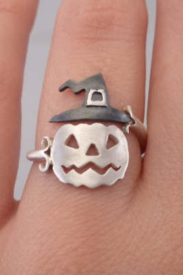 Halloween Pumpkin Hat Ghost Ring Split Ring BH01200-13
