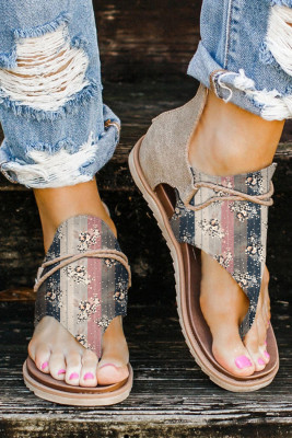 Striped Floral Sandals Shoes BH022912-19