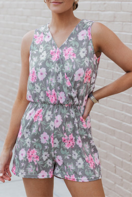 Vintage Wash Floral Print Sleeveless Jumpsuits LC6411716-11