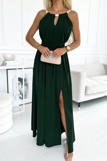 Split Round Neck Sheath Elegant Maxi Dresses LC6114604-9