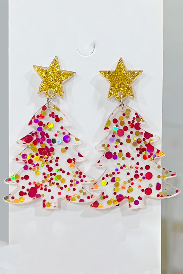 Christmas Glitter Colorful Christmas Tree Earrings BH013520-P3