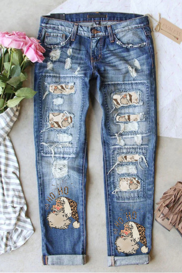 Christmas Shift Santa Claus Casual Ripped Jeans LC7874737-4