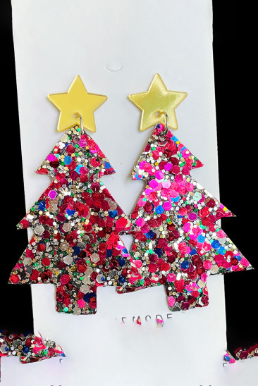 Christmas Tree Sequin Hook Earrings BH013519-P3010
