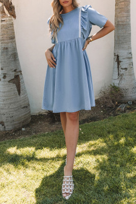 Ruffle Chambray Midi Dress LC786405-4