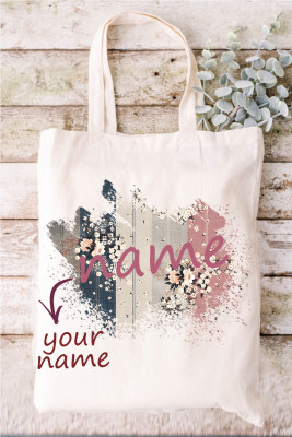 Custom Personalized Name Vintage Floral Graphic Shoulder Shopping Bag Canvas Bag LC18086-1-T18