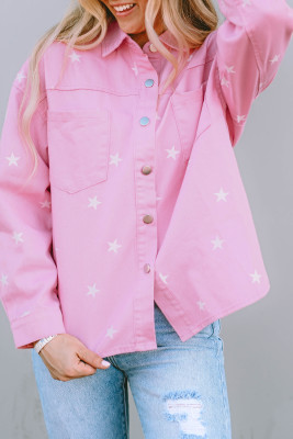 Star Print Button Denim Jacket LC788325-10