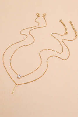 Layered Rhinestone Pendant Necklace BH01073-12