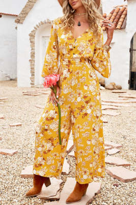 Bohemian Floral Print Wide Leg Jumpsuits LC643939-7
