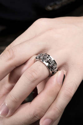 Men's Skull Turning Stainless Steel Ring BH01427-13