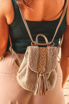 Sherpa PU Tasseled Backpack Bags BH03133-16