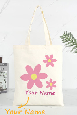 Custom Personalized Name Spring Floral Graphic Shoulder Shopping Bag Canvas Bag LC18086-1-T14