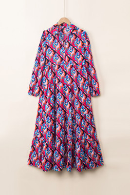 Paisley Ruffle Flared Casual Maxi Dresses LC6116684-1022