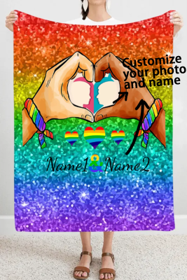 Custom Rainbow Moon Lover Name Graphic Printed Flannel Blanket BH05561-1-T03