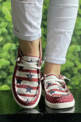 American Flag Patriotic Make Old Flats Boat Shoes BH022575-3