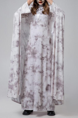 Bright White Halloween Cosplay  Abstract Tie-dye Decoration Shift Casual Dresses Set LC6118082-P1