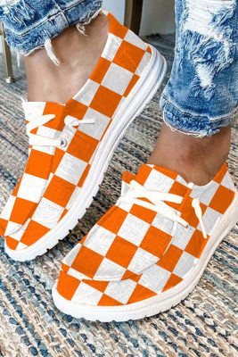 Orange Plaid Daily Flat Shoes BH023361-P14