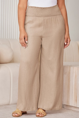Textured High Waist Wide Leg Plus Size Pants PL771089-16