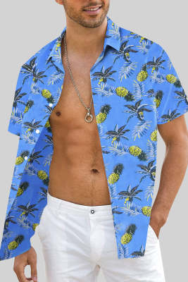 Men's Hawaiian Shirt Short Sleeves Printed Button Down Summer Beach Dress Shirts MC255552-4