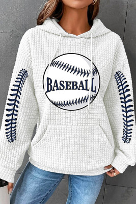 Baseball Pocket Drawstring Hooded Shift Casual Hoodie LC25316175-1