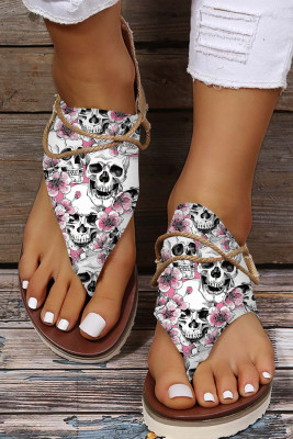 Skull Floral Graphic Daily Sandals BH022453-1