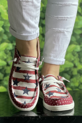 Canvas Star & Stripe Print Slip-on Flat Shoes BH022592-3