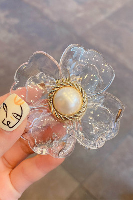Flower Shape Pearl Inlay Small Hair Claw Clip BH042549-1