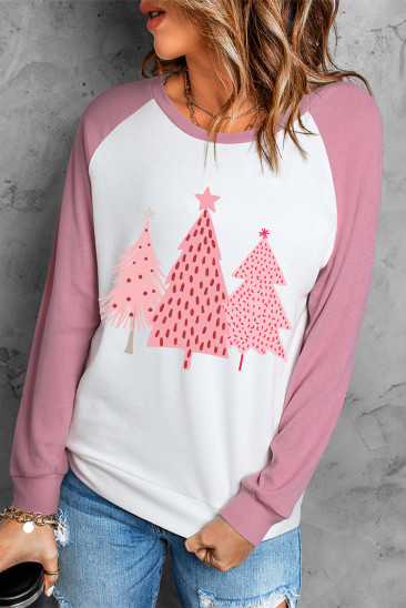 Christmas Patchwork Round Neck Shift Casual Sweatshirts LC25125450-10