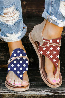 Independence Day Casual Wedge Sandals Flip Flops BH02724-22