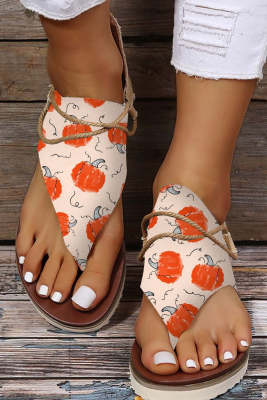 Pumpkin Print Comfort Summer Flat Sandals BH02758-14
