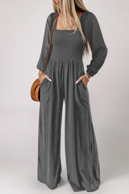 Shirred Squarecollar Fit and Flare Elegant Jumpsuits LC6412351-11