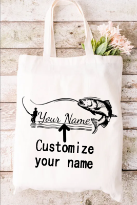 Custom Personalized Name Fishing Enthusiast Graphic Shoulder Shopping Bag Canvas Bag LC18086-1-T10