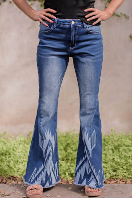 Western Pattern High Rise Flare Jeans LC7872537-5