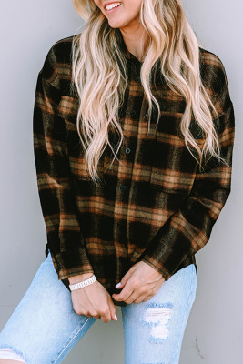 Plaid Button Collar Shift Casual Shirts LC2553789-17