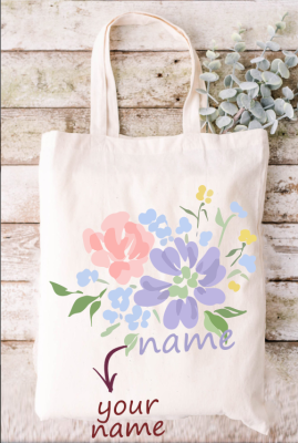Custom Personalized Floral Shoulder Shopping Bag Canvas Bag LC18086-1-T12