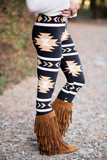 Western Aztec Print High Waist Leggings LC761424-P2