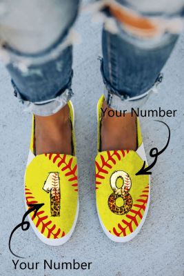 Personalized Custom Leopard Baseball Number Graphic Daily Flat Shoes BH022423-1-T04