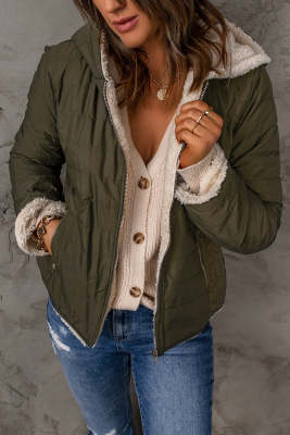 Double-sided Zipper Sherpa Quilted Coat LC856117-9